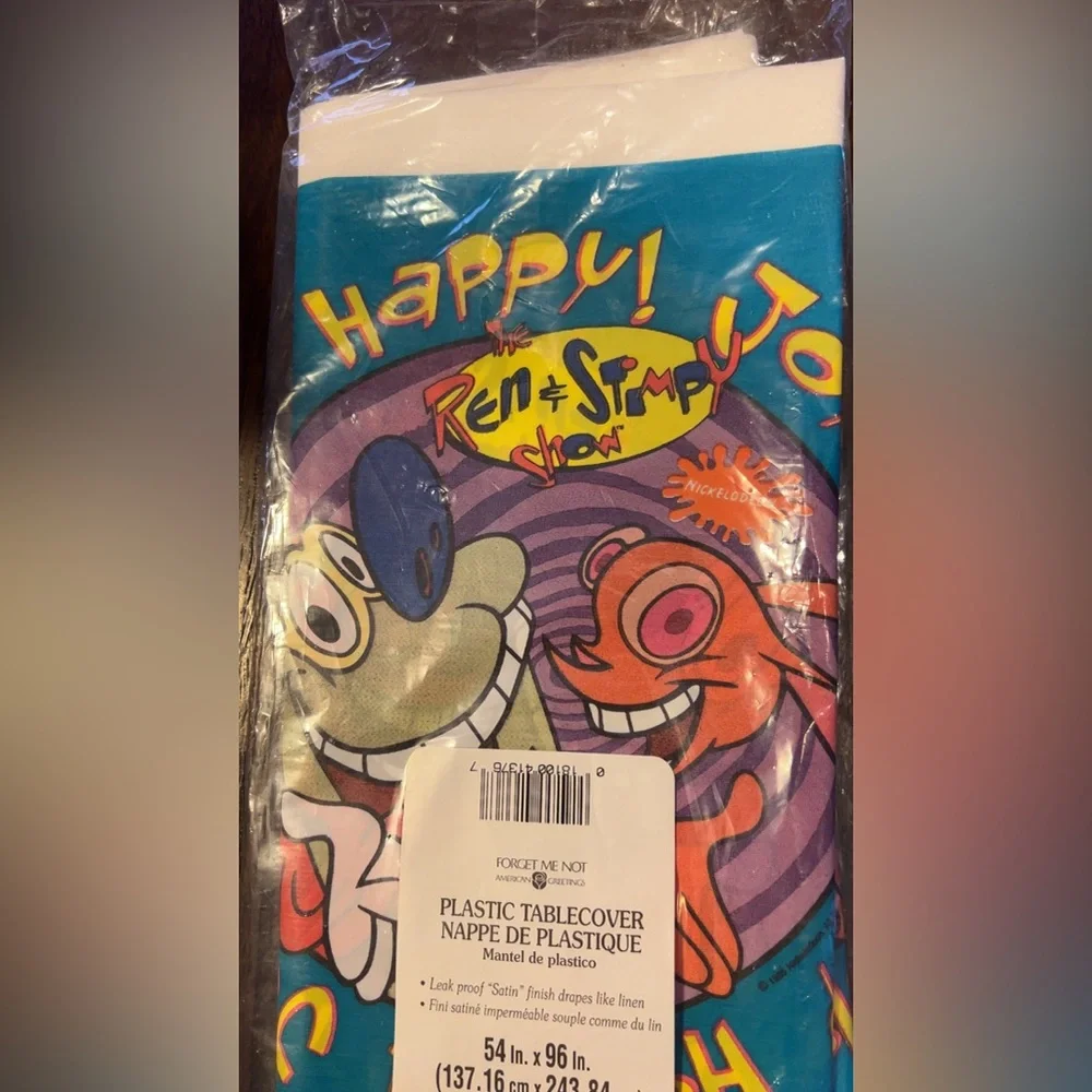 Rare 1995 Ren & Stimpy Plastic Party Table Cover New